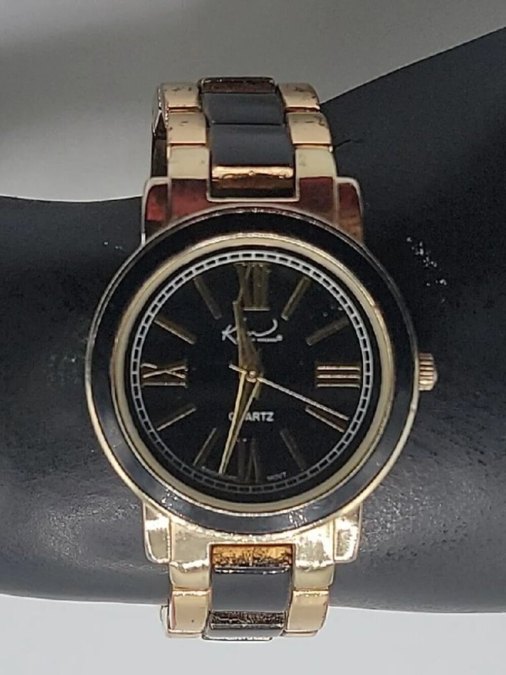 Kardashian Kollection Two-Tone Gold & Black Quartz Link Bracelet Watch - Tested